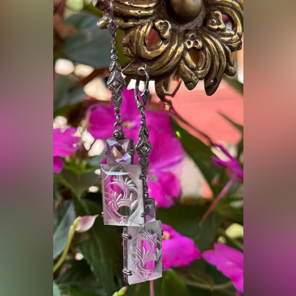 Art Deco Drop Earrings Vintage Dangle Earrings
